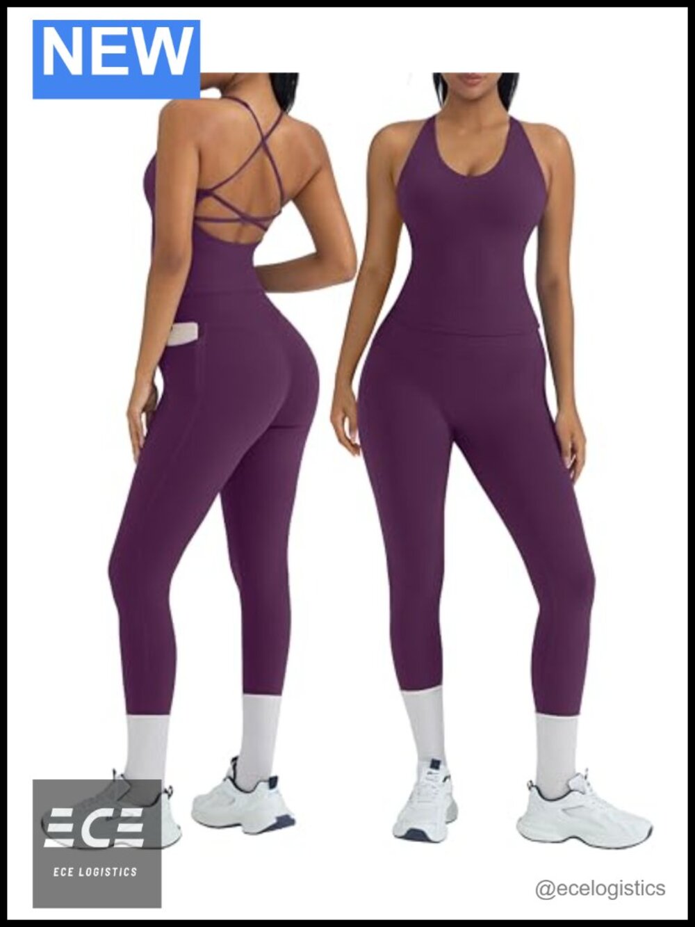 2 Piece Workout Set Padded Sports Bra Top Booty Leggings with Pockets Gym